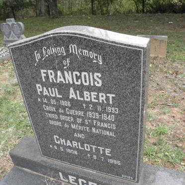 LEGER Francois Paul Albert 1906-1993 &amp; Charlotte 1906-1995