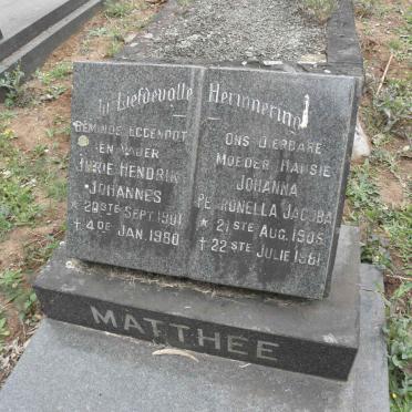 MATTHEE Jurie Hendrik Johannes 1901-1980 &amp; Johanna Petronella Jacoba 1905-1981