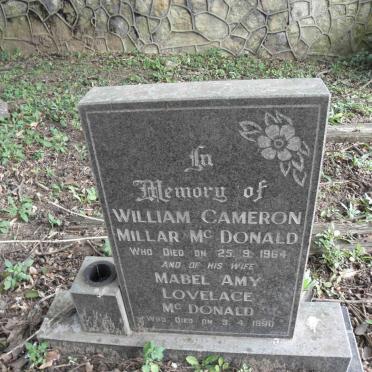 McDONALD William Cameron Millar -1964 &amp; Mabel Amy Lovelace -1990