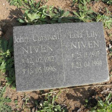 NIVEN John Carswell 1912-1996 &amp; Lola Lily 1907-1990