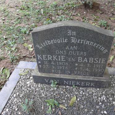 NIEKERK Kerkie, van 1908-1978 &amp; Babsie 1917-1990