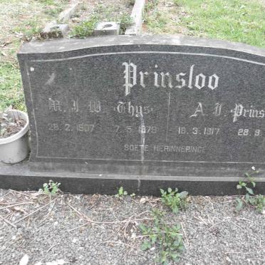 PRINSLOO M.J.W. 1907-1979 &amp; A.J. 1917-1994