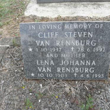 RENSBURG Cliff Steven, van 1937-1992 &amp; Lena Johanna 1903-1995