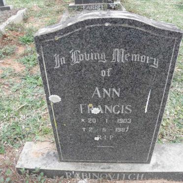 RABINOVITCH Ann Francis 1903-1987