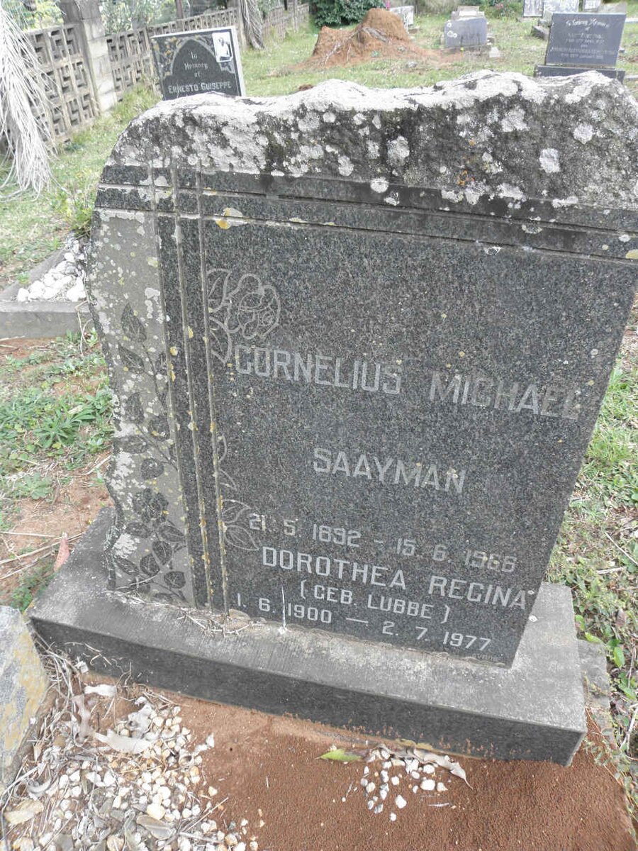 SAAYMAN Cornelius Michael 1892-1966 &amp; Dorothea Regina LUBBE 1900-1977