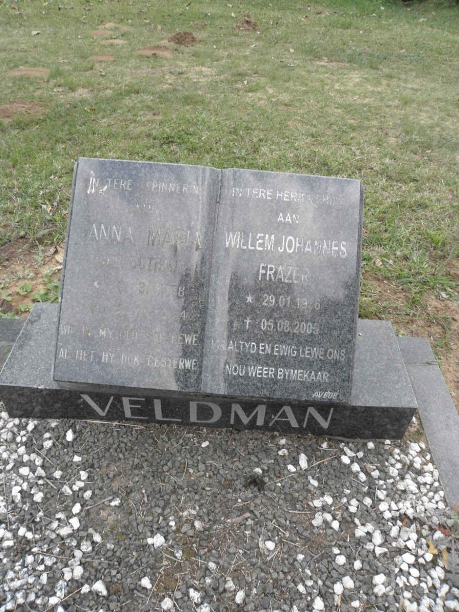 VELDMAN Willem Johannes Frazer 1936-2005 &amp; Anna Maria 1938-1984