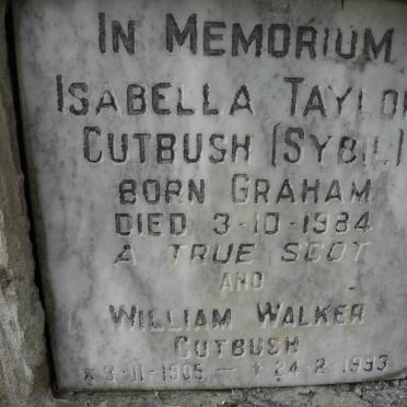 CUTBUSH William Walker 1905-1993 &amp; Isabella Taylor GRAHAM -1984