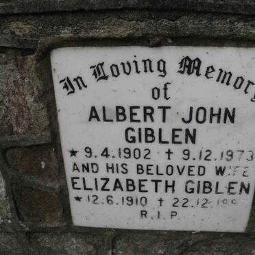 GIBLEN Albert John 1902-1973 &amp; Elizabeth 1910-1997