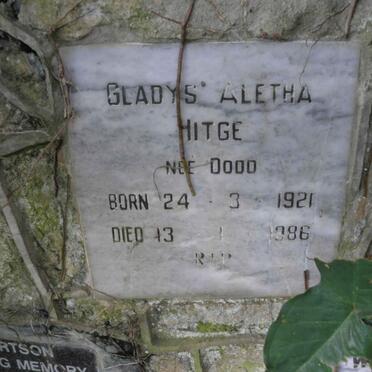 HITGE Gladys Aletha nee DODD 1921-1986