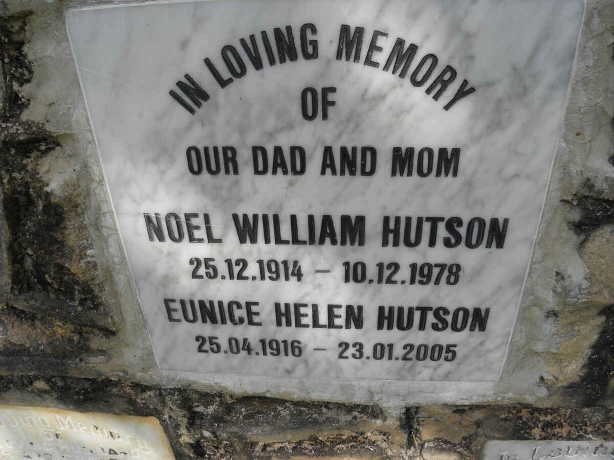 HUTSON Noel William 1914-1978 &amp; Eunice Helen 1916-2005