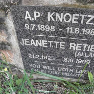 KNOETZE A.P. 1898-1981 :: RETIEF Jeanette Retief 1925-1999