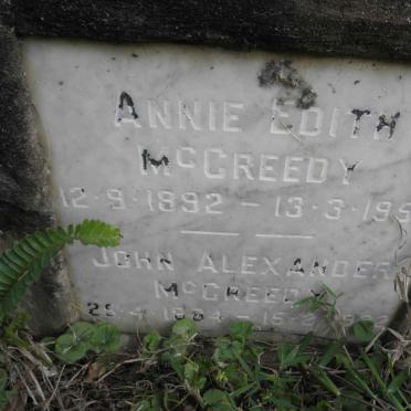 McCREEDY John Alexander 1884-1992 &amp; Annie Edith 1892-1954
