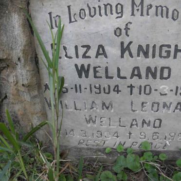WELLAND William Leonard 1904-1983 &amp; Eliza Knight 1904-1983