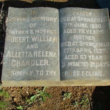 CHANDLER Robert William -1930 &amp; Aletta Helena -1923