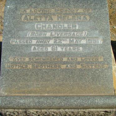 CHANDLER Aletta Helena nee LIVERSAGE -1951