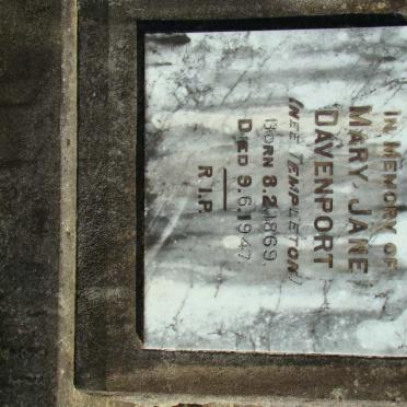 DAVENPORT Mary Jane nee TEMPLETON 1869-1947