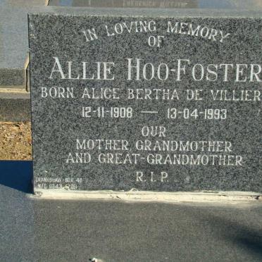 FORSTER Alice Bertha, Hoo neé DE VILLIERS 1908-1993