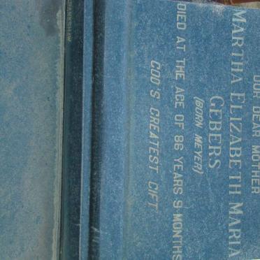 GEBERS Martha Elizabeth Maria neé Meyer