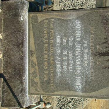 HATTING Jacoba Johanna nee VAN ZYL 1915-1955