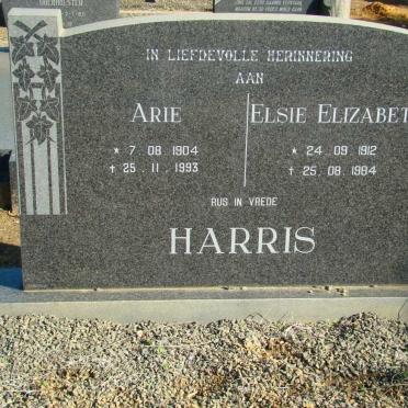 HARRIS Arie 1904-1993 &amp; Elsie Elizabeth 1912-1984