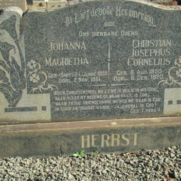 HERBST Christian Josephus Cornelis 1850-1920 &amp; Johanna Magrietha SMIT 1856-1951