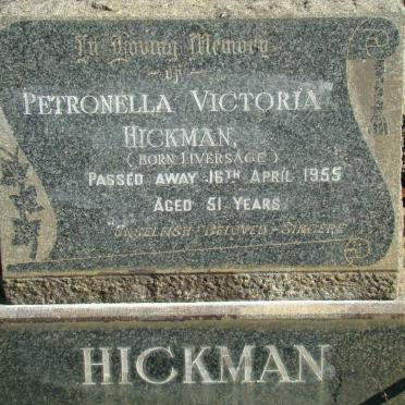 HICKMAN Petronella Victoria nee LIVERSAGE -1955