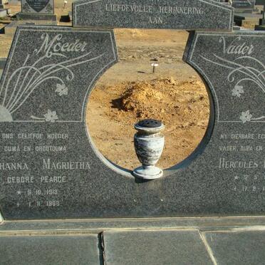 HERBST Hercules Petrus 1908-1988 &amp; Johanna Magrietha PIERCE 1913-1988