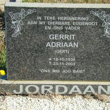 JORDAAN Gerrit Adriaan 1938-2003