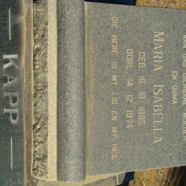 KAPP Maria Isabella 1885-1974
