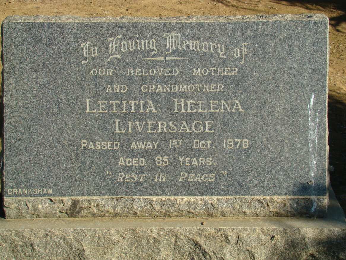 LIVERSAGE Letitia Helena -1978