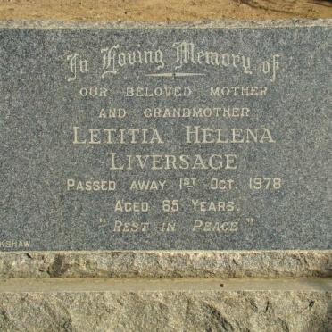 LIVERSAGE Letitia Helena -1978