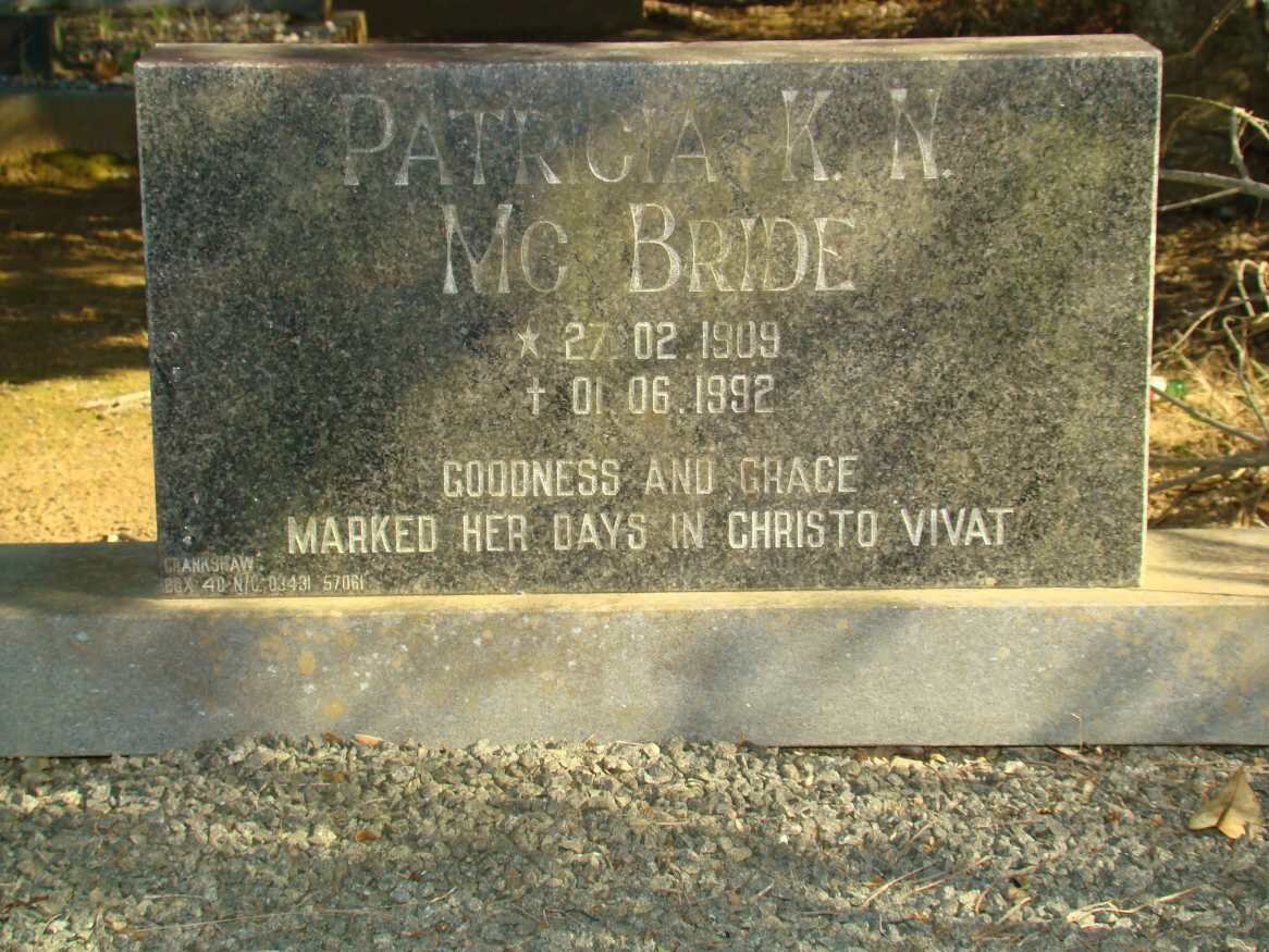 Mc BRIDE Patrick K.N. 1909-1992