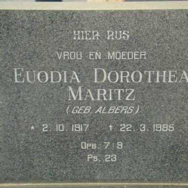 MARITZ Euodia Dorothea neé ALBERS 1917-1985