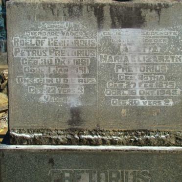 PRETORIUS Roelof Gerhardus Petrus 1861-1951 &amp; Maria Elizabeth BOTHA 1875-1948