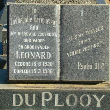 PLOOY Leonard, du 1920-1988