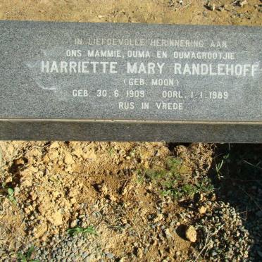 RANDLEHOFF Harriette Mary neé MOON 1909-1989