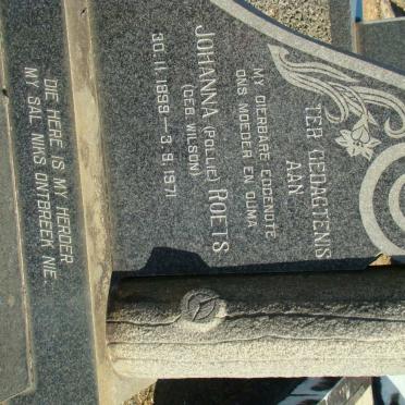 ROETS Johanna neé WILSON 1899-1971