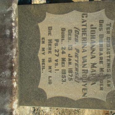 ROOYEN Johanna Maria, van nee PIETERSE 1875-1953