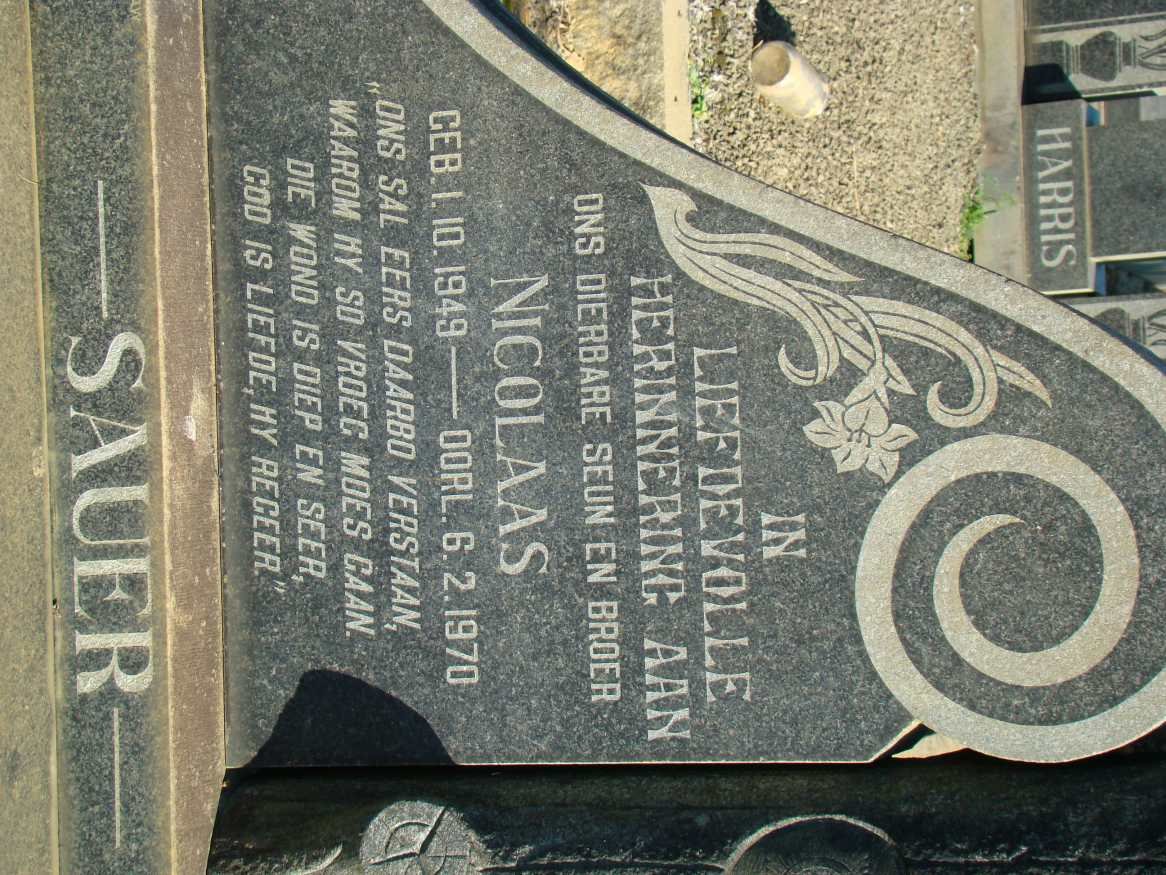 SAUER Nicolaas 1949-1970