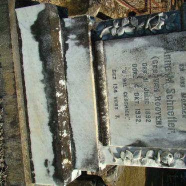 SCHNETLER Anna M. nee VAN ROOYEN 1892-1932