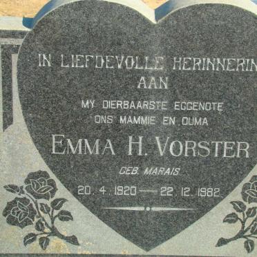VORSTER Emma H. neé MARAIS 1920-1982