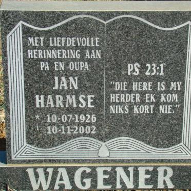 WAGENER Jan Harmse 1926-2002