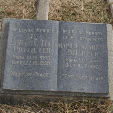 POTGIETER Gert du Toit 1898-1959 &amp; Marie Elizabeth 1889-1962