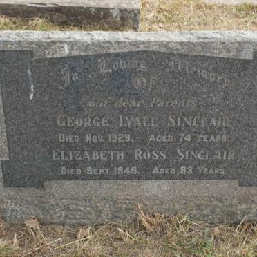 SINCLAIR George Lyall -1929 &amp; Elizabeth Ross -1949