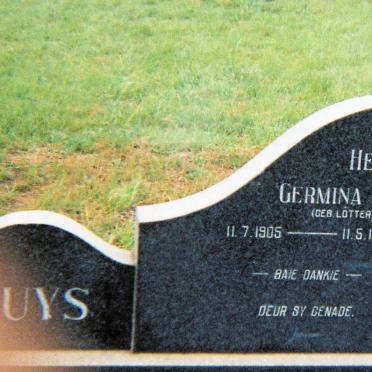 BUYS Hester Germina nee MULLER born LOTTER 1905-1973