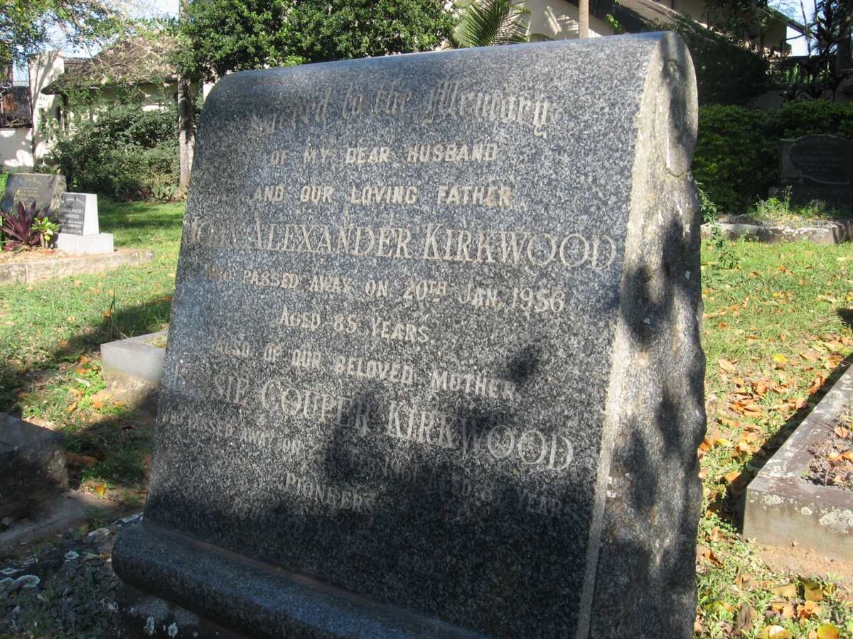 KIRKWOOD John Alexander -1956 &amp; Bessie Couper -1961