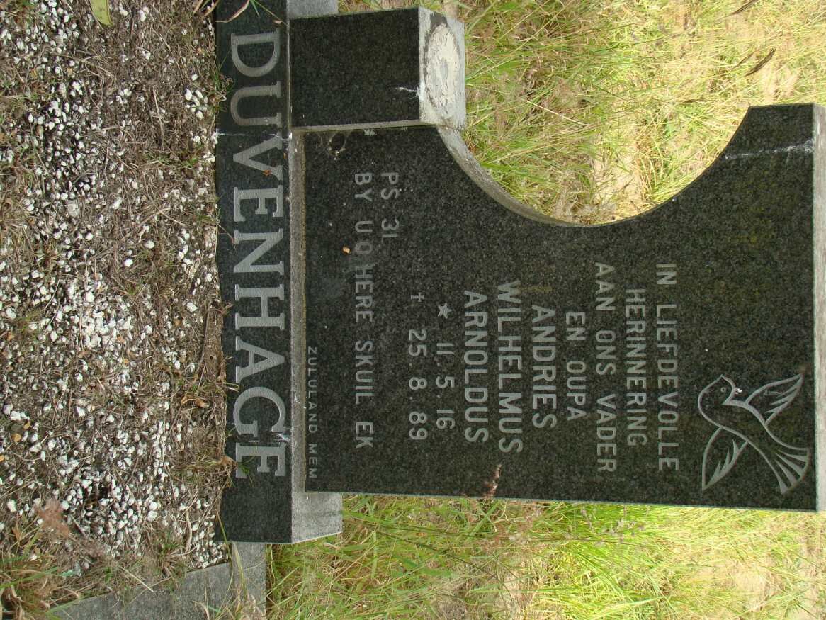 DUVENHAGE Andries Wilhelmus Arnoldus 1916-1989
