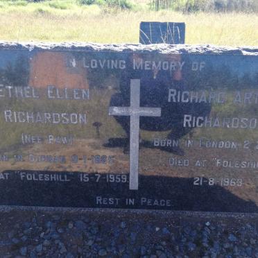 RICHARDSON Richard Arthur 1866-1963 &amp; Ethel Ellen RAW 1865-1959