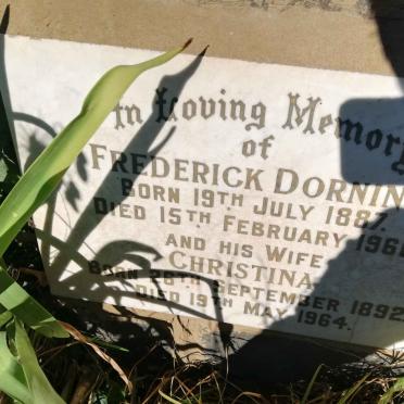 DORNING Frederick 1887-1960 &amp; Christina 1892-1964