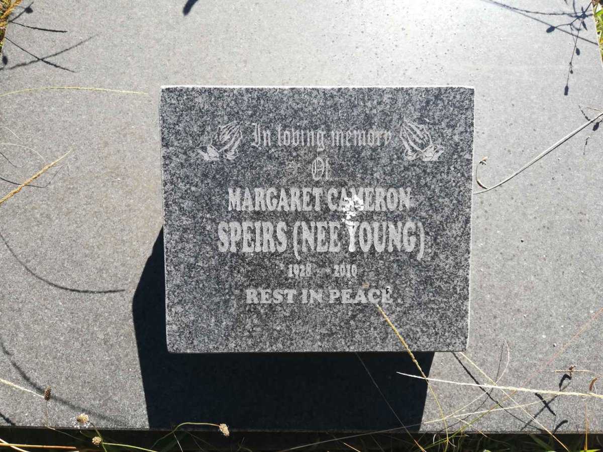 SPEIRS Margaret Cameron nee YOUNG 1928-2010
